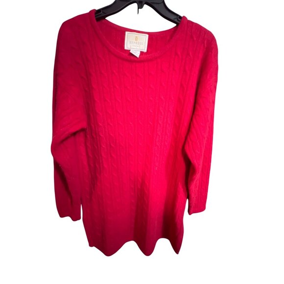 Vintage Express Tricot Red Cable Knit Sweater Lambswool and Angora Small - Picture 1 of 4